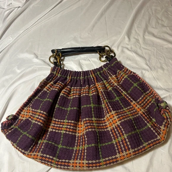 Women’s Oversized Bohemian Handbag Purse Cloth Plaid Unique Hippie - Picture 6 of 15